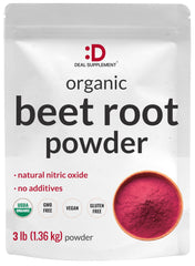 Deal Supplement Organic Beet Root Powder jar with rich color for vibrant beverages and meals.
