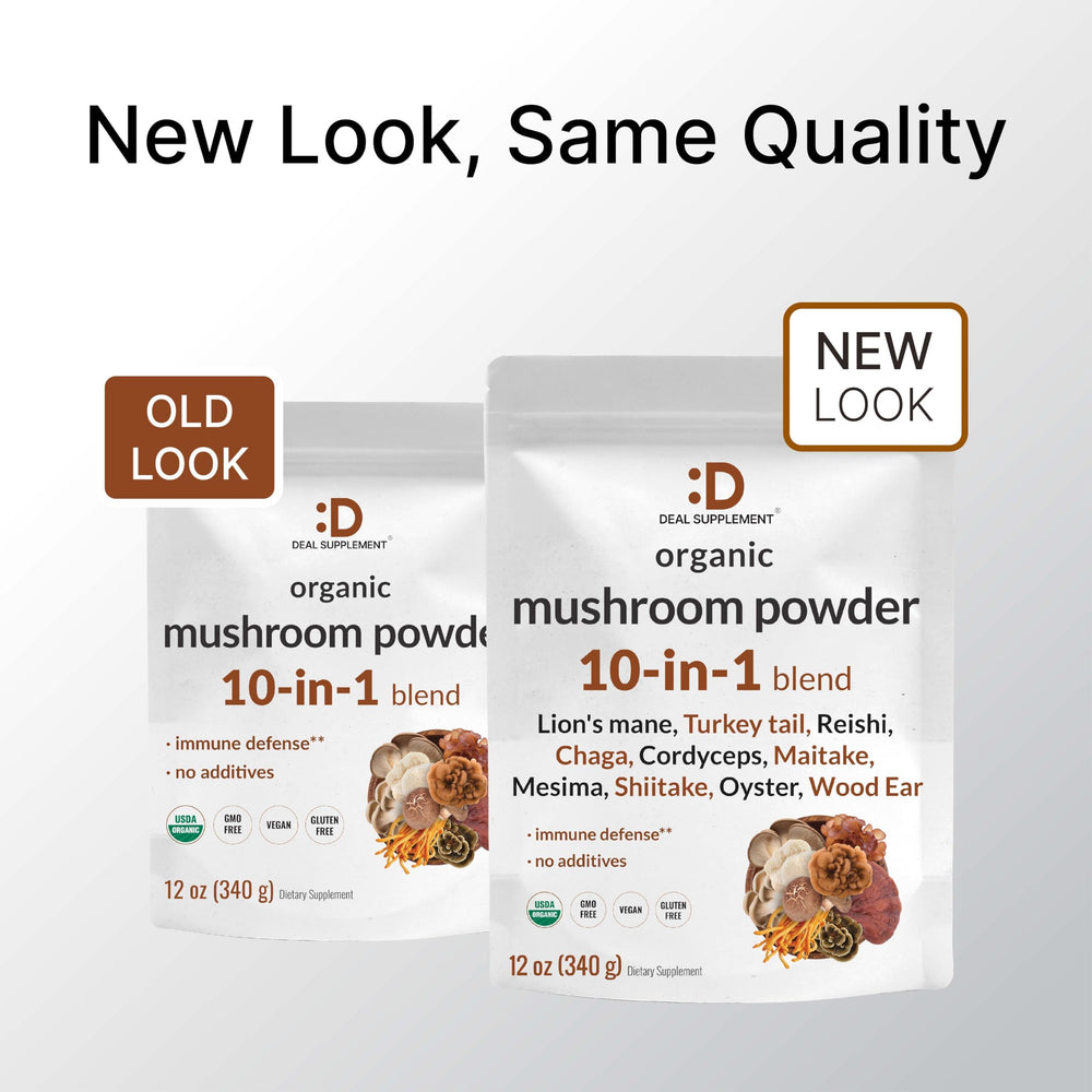 Deal Supplement organic mushroom powder tea-time pour aroma and subtle earthy flavor.