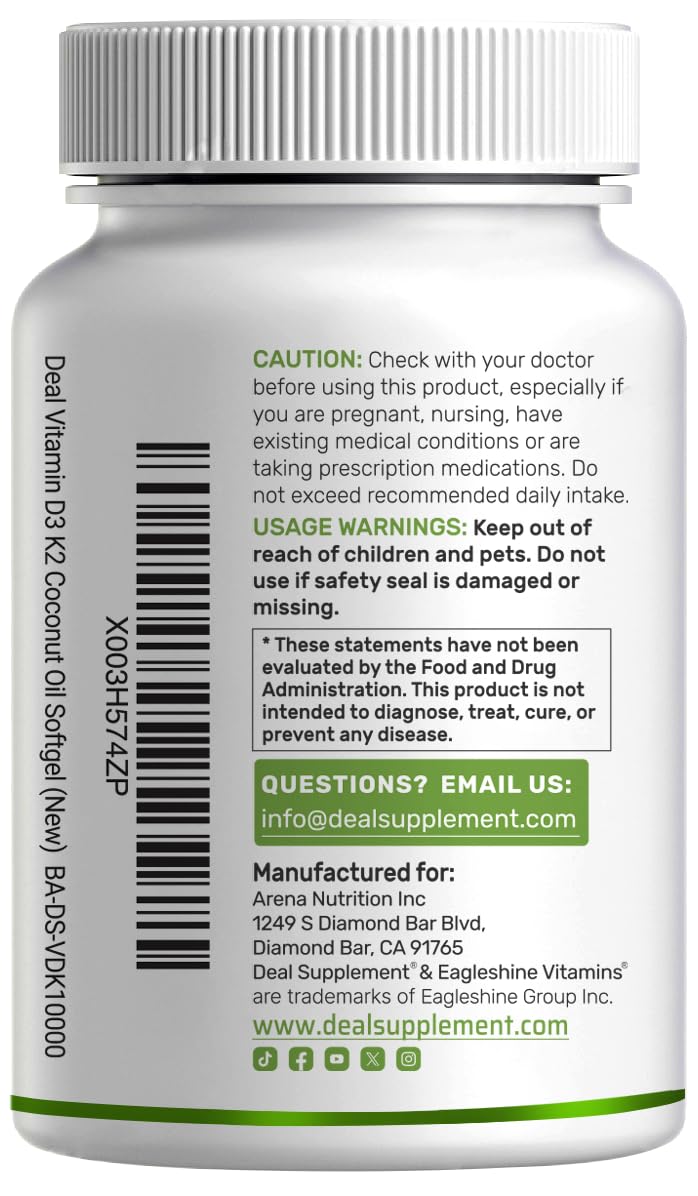 DEAL SUPPLEMENT Packaging highlights 2-in-1 D3 and K2 benefits.