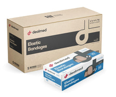 Dealmed 4-inch elastic bandage wrap with clip closure securing comfortable compression