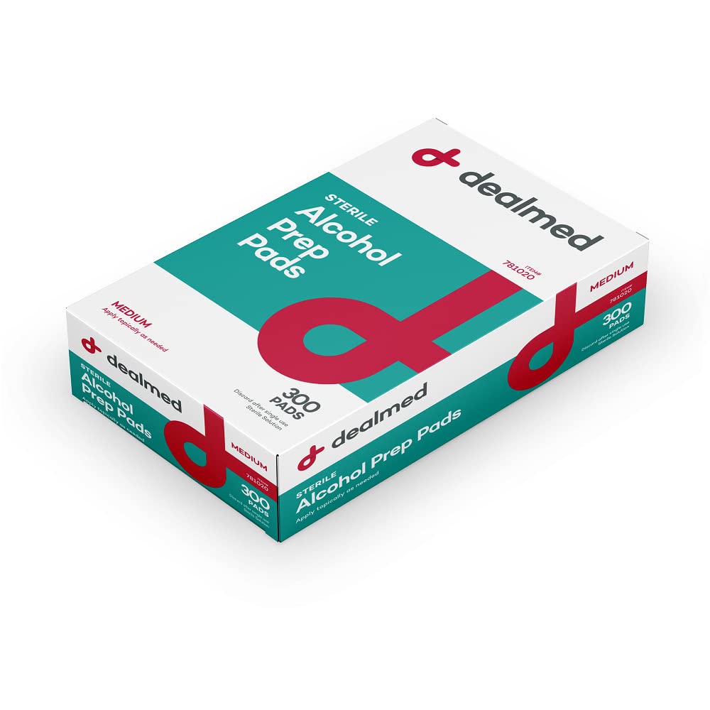 Dealmed alcohol prep pads individually wrapped for clean, mess-free use anywhere.