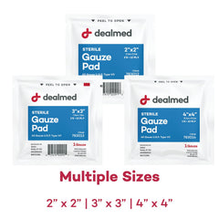 Dealmed gauze pads are breathable and highly absorbent for wound care.