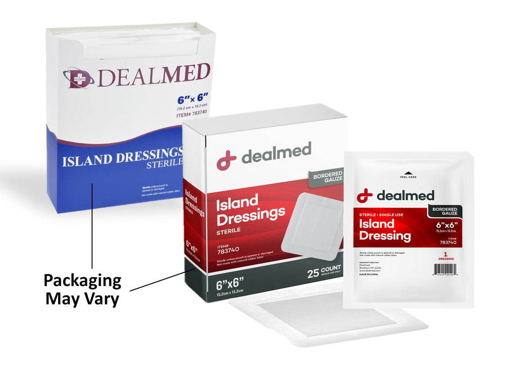 Dealmed non-stick center pad offers cushioned protection without sticking.