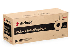 Dealmed povidone iodine prep pad in a sealed single packet for clean, ready wound care.