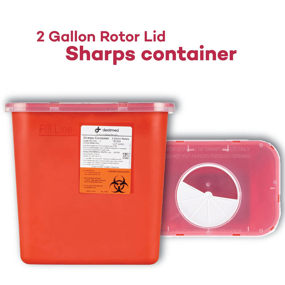 DealMed 2-gallon sharps container suitable for high-volume facilities