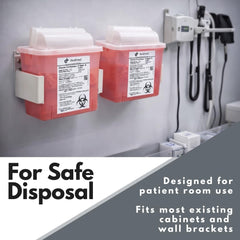 Dealmed 5-quart sharps container with clear lid and quick access for secure disposal.