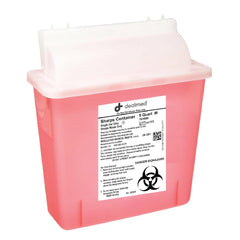 Dealmed 5-quart sharps container with lid closed front view for easy final disposal.
