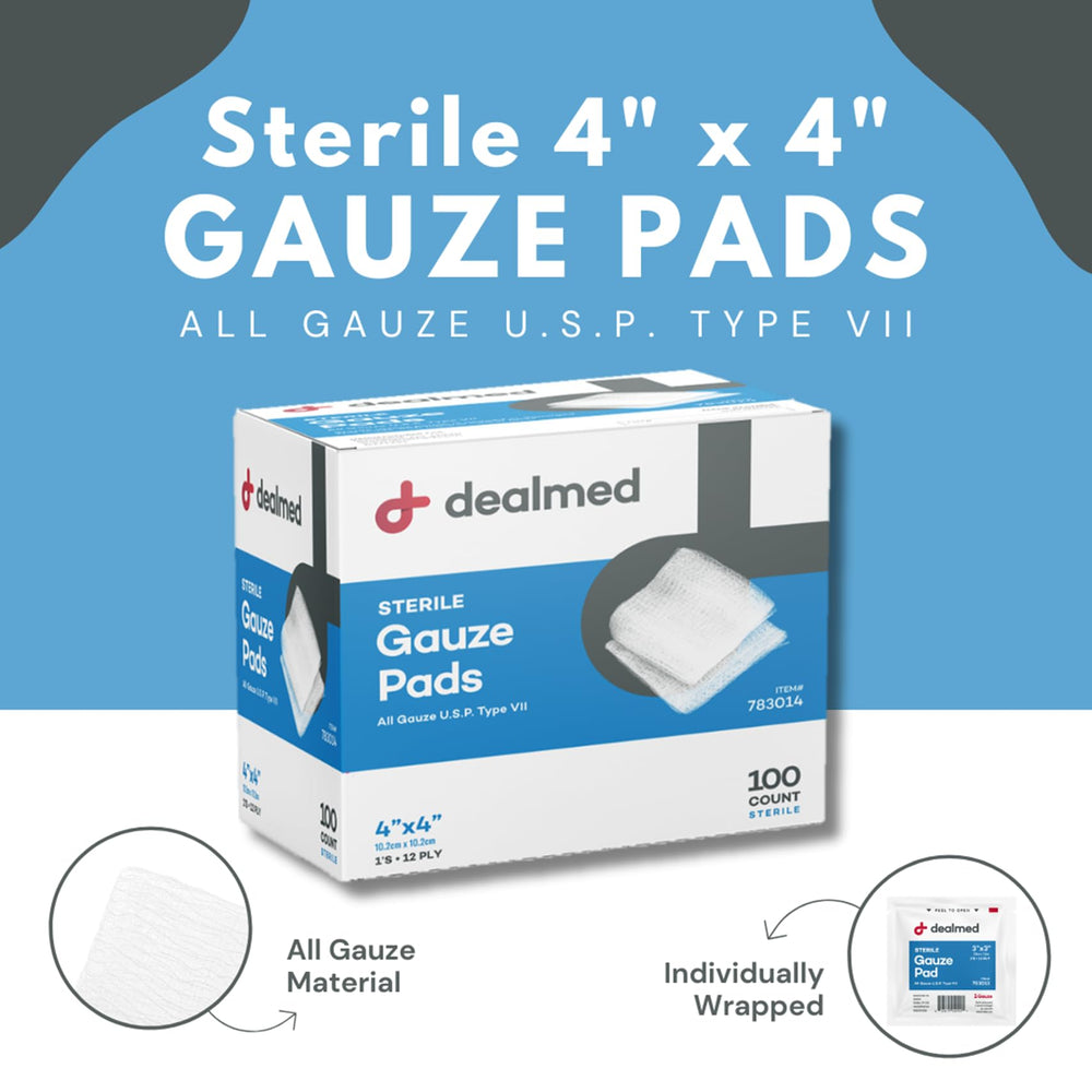 Dealmed sterile gauze pad dressing application with nonstick surface
