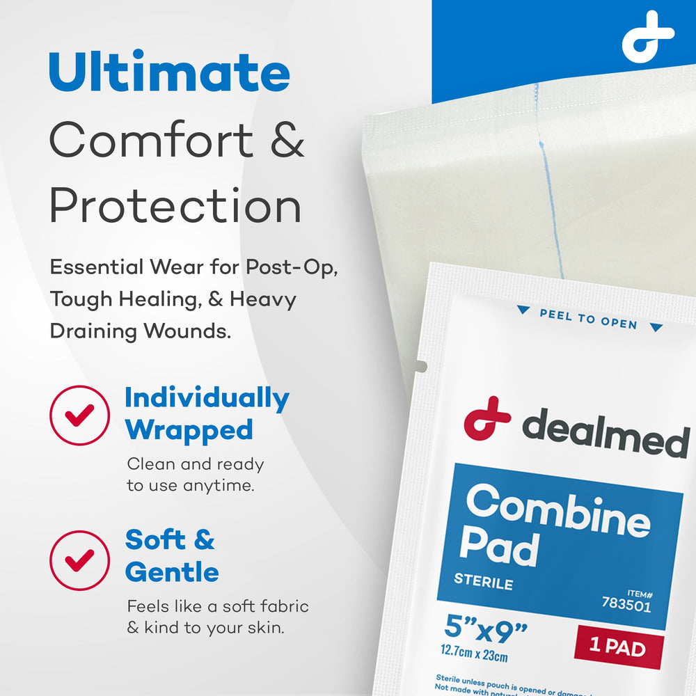 Dealmed sterile individually wrapped pads for aseptic handling and quick access.