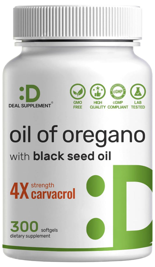 DEAL SUPPLEMENT Oil of Oregano Softgels bottle front for immune support
