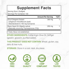 DEAL SUPPLEMENT Oil of Oregano Softgels bottle label with ingredients