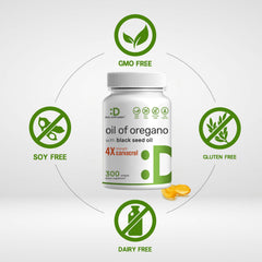 DEAL SUPPLEMENT Oil of Oregano Softgels capsules in hand for daily use