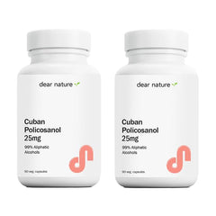 Dear Nature Cuban Policosanol 25mg bottle with capsules for daily antioxidant support