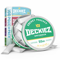 Deckiez Energy Pouch Berry can shows portable caffeine boost for quick focus.