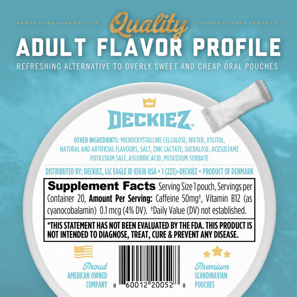 Deckiez Energy Pouch close-up texture highlights premium ingredients and smooth release.