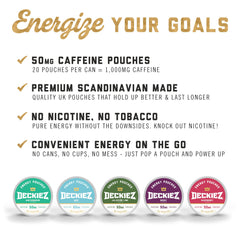 Deckiez Energy Pouches Mint flavor can delivers cool, lasting focus