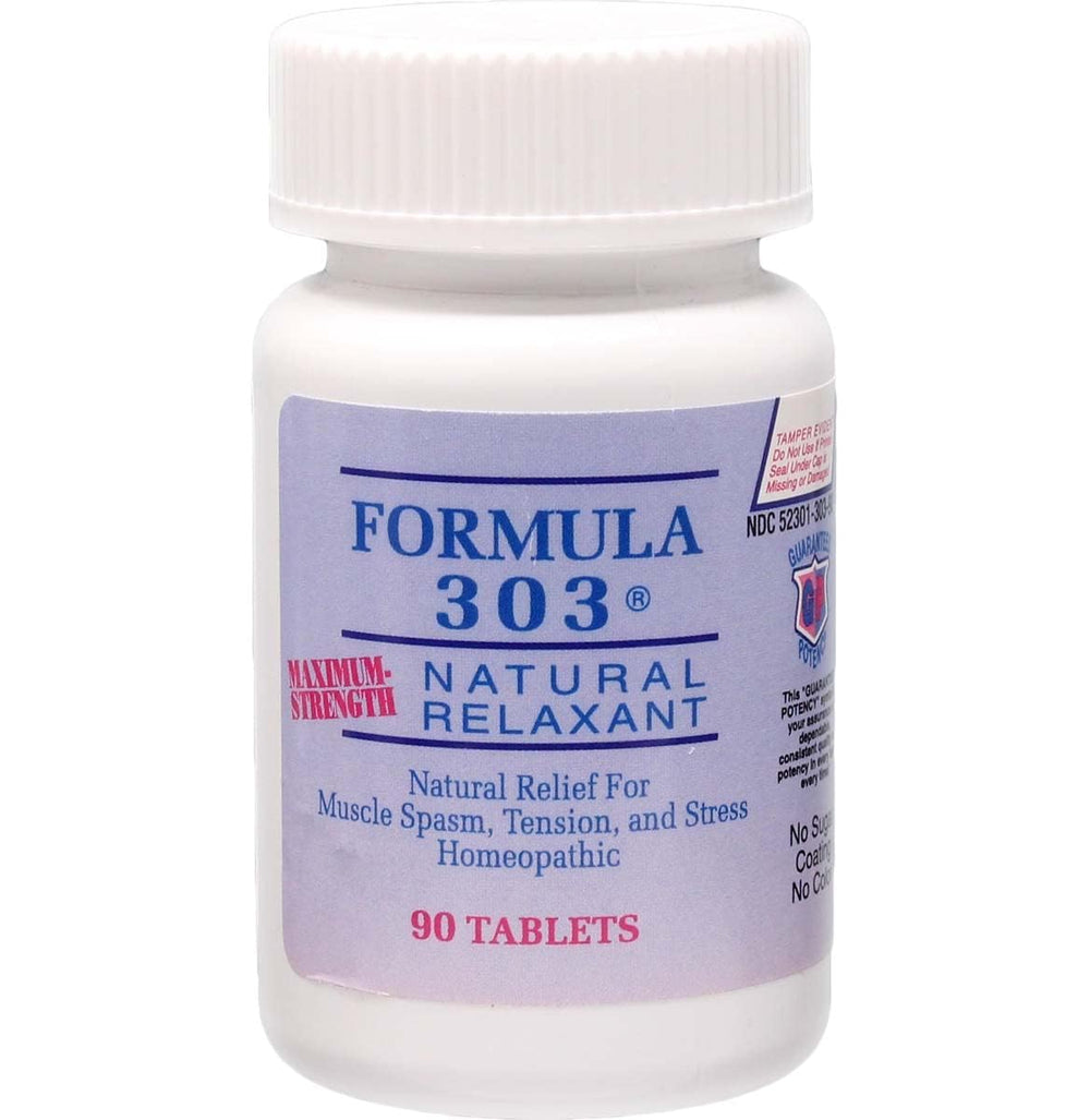 Dee Cee Laboratories Formula 303 bottle pour for natural muscle relaxation