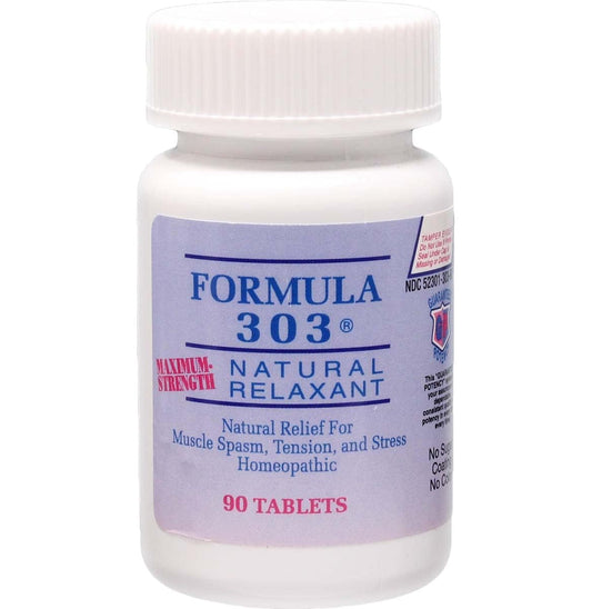Dee Cee Laboratories Formula 303 bottle pour for natural muscle relaxation