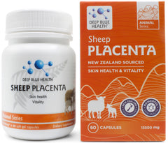 Deep Blue Health New Zealand Sheep Placenta bottle with capsules for skin support