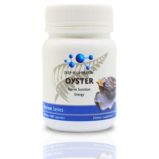 Deep Blue Health NZ oyster extract bottle with capsules for immune support