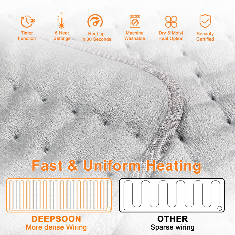Deepsoon heating pad 75-inch cord enables flexible lounging and setup