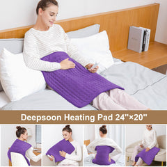 Deepsoon heating pad on abdomen providing soothing warmth.