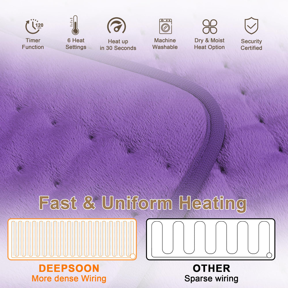 Deepsoon heating pad in dark purple color for stylish home use.