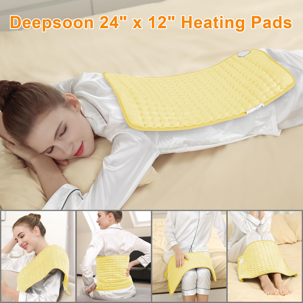 Deepsoon heating pad on neck with cozy surface and warm setting
