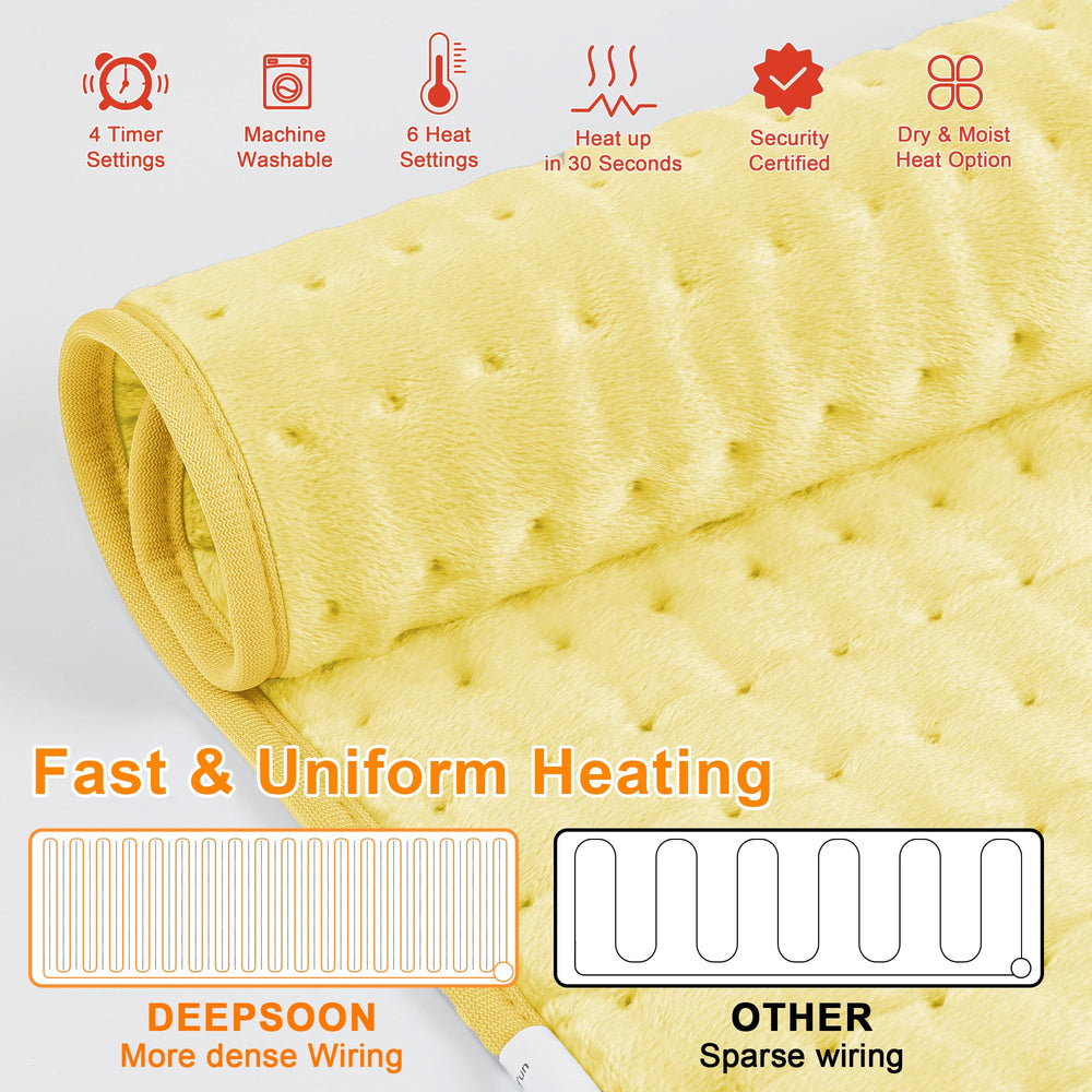 Deepsoon heating pad soft flannel surface for skin-friendly contact