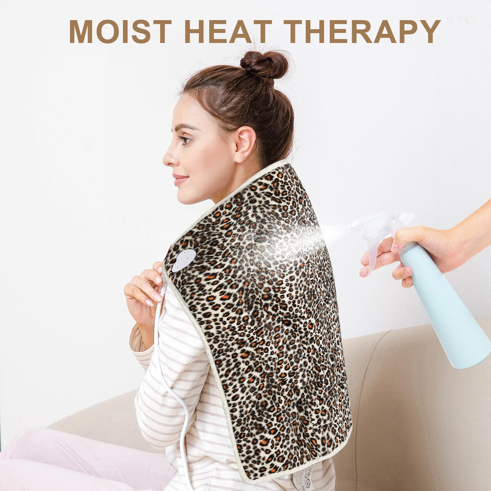 Deepsoon leopard heating pad soft flannel cover for comfort