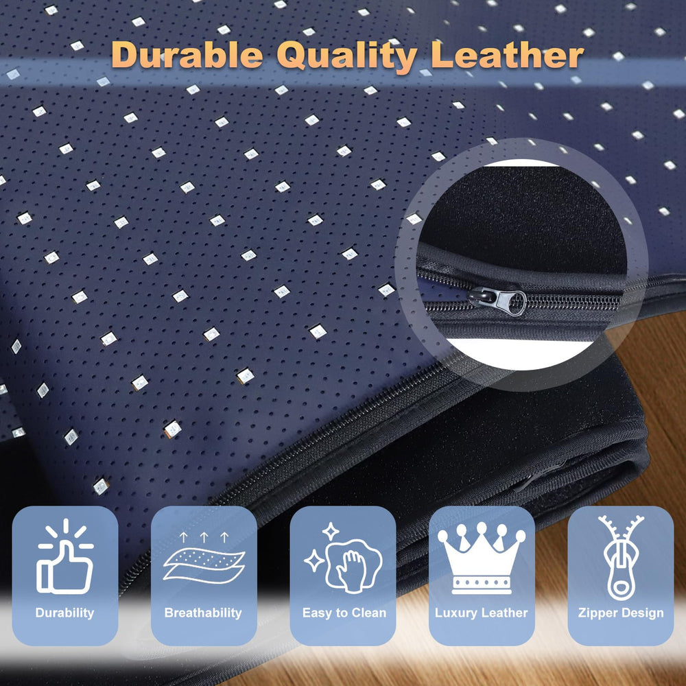 Deerbaba red light therapy device on legs providing even light coverage for comfort.