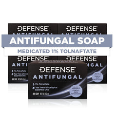 Defense Soap antifungal bar pack front shows five-bar kit for on-the-go fungal care.