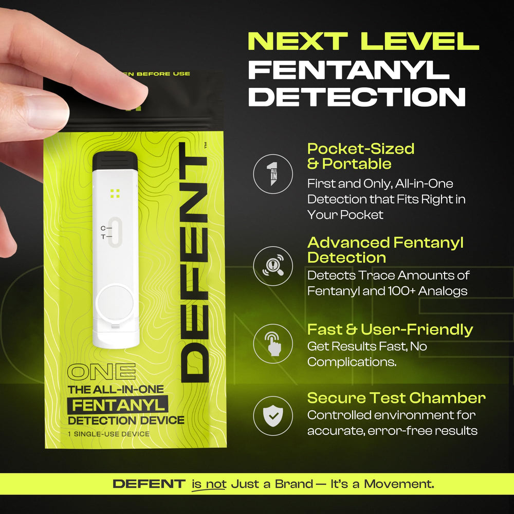DEFENT pocket sized testing device in hand for discreet quick checks
