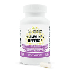 Del-Immune V Defense bottle front shows clean label for planned daily immune support.
