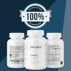 Del Mar Labs CeraLift 30-day supply packaging conveys value and convenience.