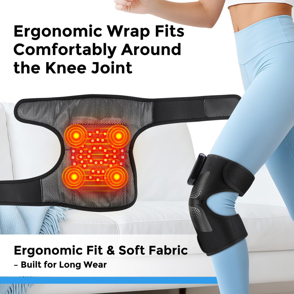 DeMoce four-motor knee massager delivers balanced vibration.