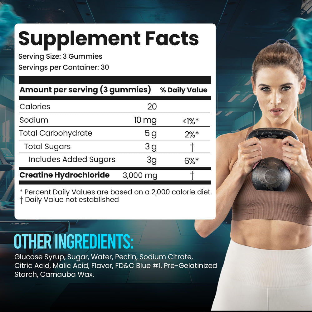 Raspberry flavored Demon Labz Creatine HCl gummies for convenient supplementation