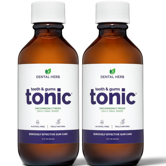 Dental Herb Company Tooth and Gums Tonic bottle close-up for natural oral care