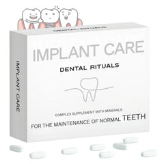 Dental Rituals Implant Care bottle front highlighting bone-supporting formula.