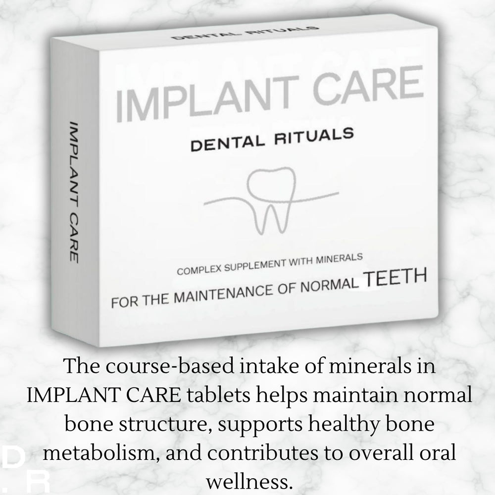 Dental Rituals Implant Care capsules close-up showing soft, easy-to-swallow capsules.