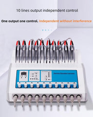 DERUIISSK Meridian Massager back panel showing adjustable power and timing options.