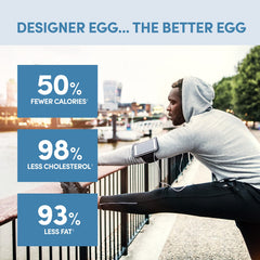 Designer Wellness Designer Egg nutrition panel shows calories and protein per serving