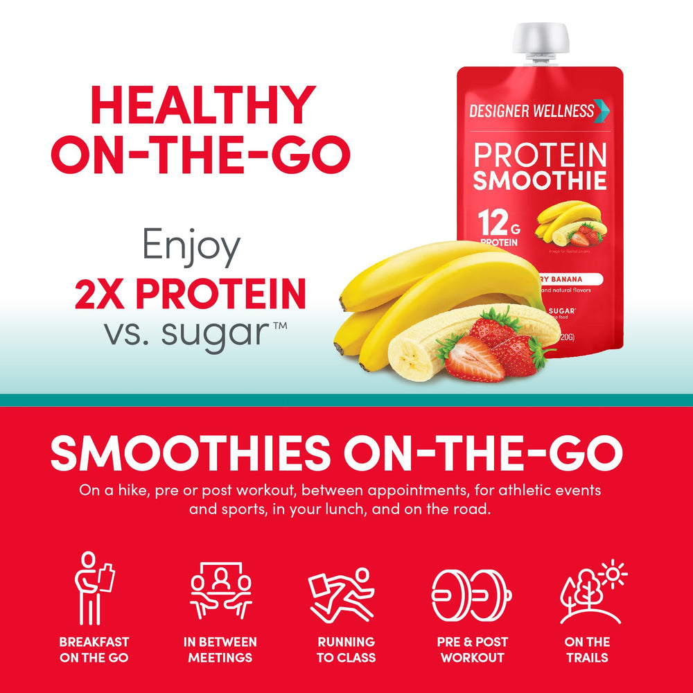 Creamy yogurt-like texture of Designer Wellness Protein Smoothie ready to sip.