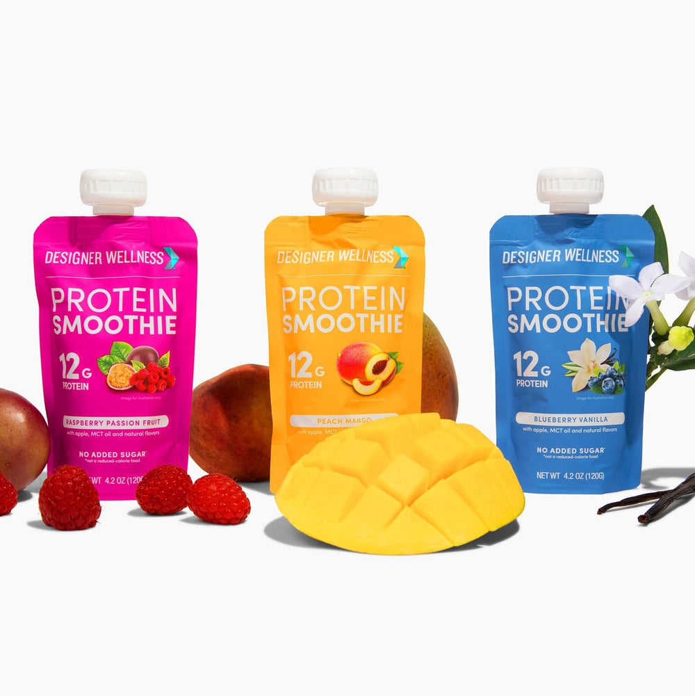 Designer Wellness Protein Smoothie variety pack offers tasty options.