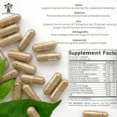 Detox Trees Thyroid Health Formula label highlights clean, non-GMO formulation