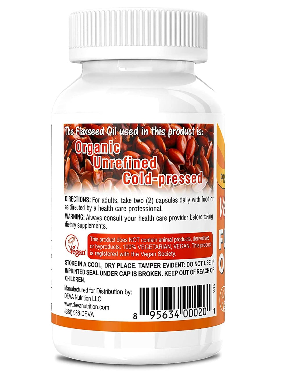 DEVA flaxseed oil capsules with soft glow suggesting daily use