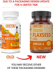 DEVA organic flaxseed oil label closeup with vegan certification