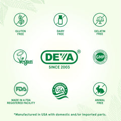 DEVA label highlights carrageenan-free and gluten-free formulation