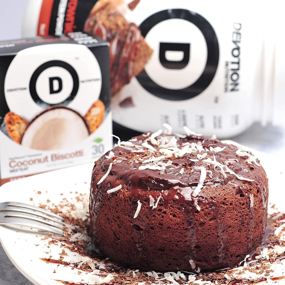Devotion Nutrition protein powder nutrition panel highlights no added sugars.