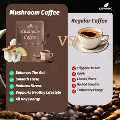 Dewang Mushroom Coffee scoop dispense closeup, inviting easy, mess-free morning ritual.